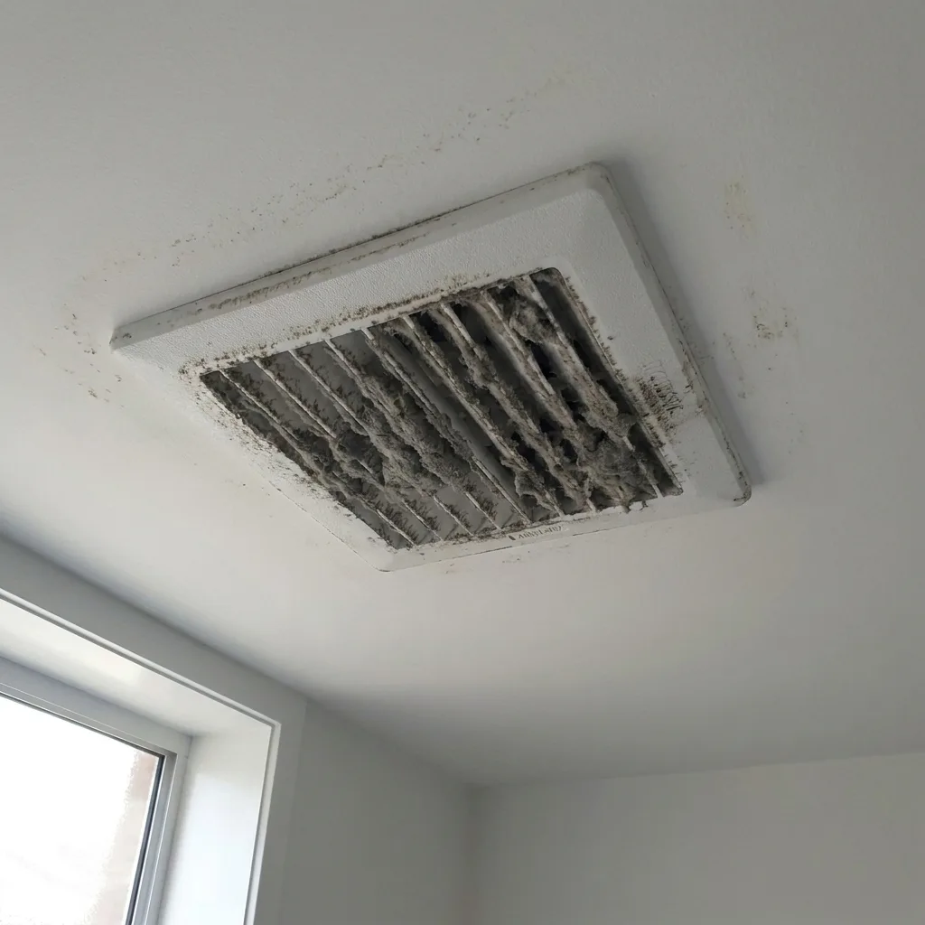 Bathroom exhaust fan vent, before cleaning